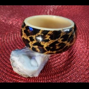 Vintage 1960's Leopard Print Chunky Lucite Bracelet